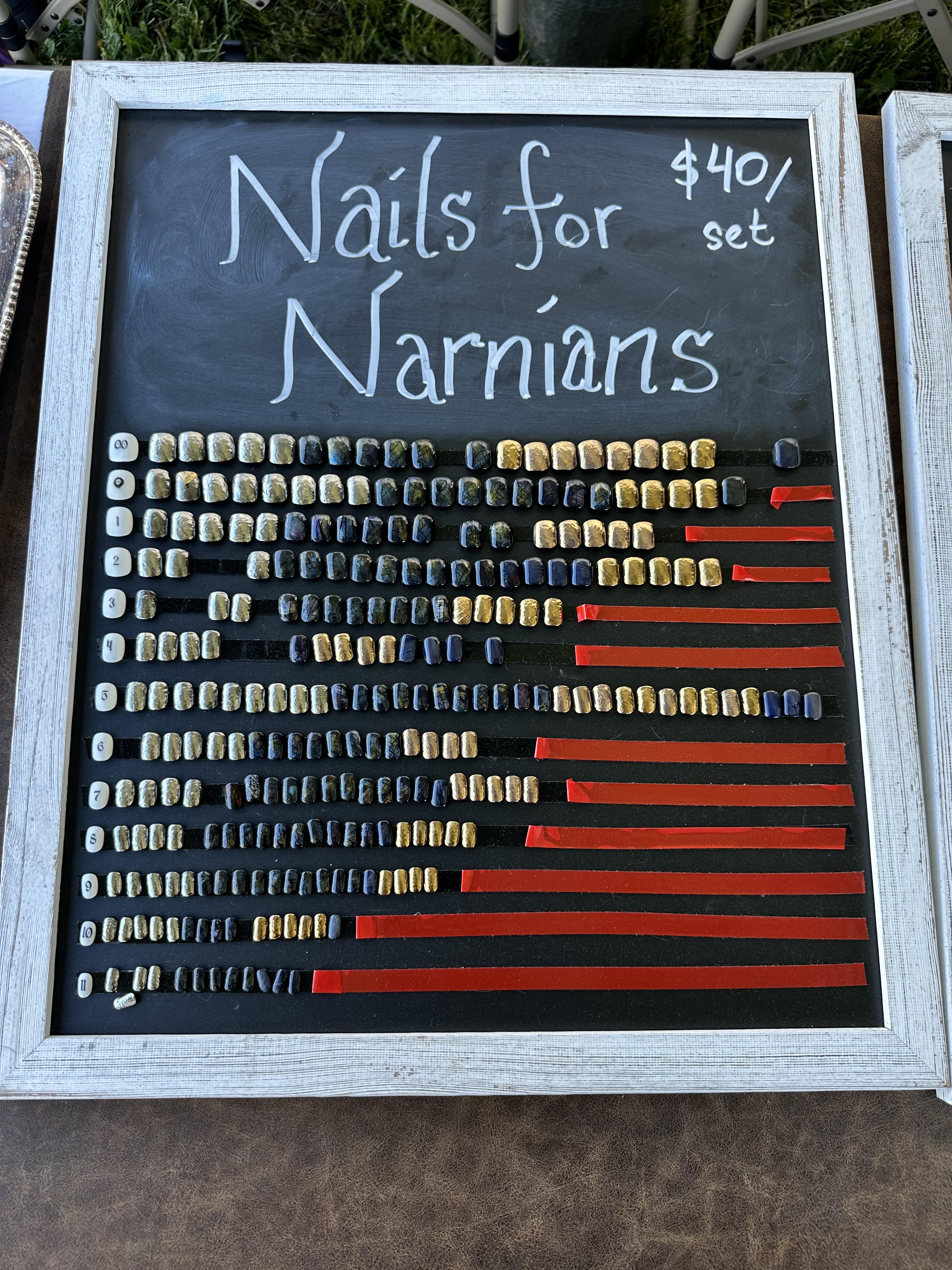 Nails for set chalkboard with samples