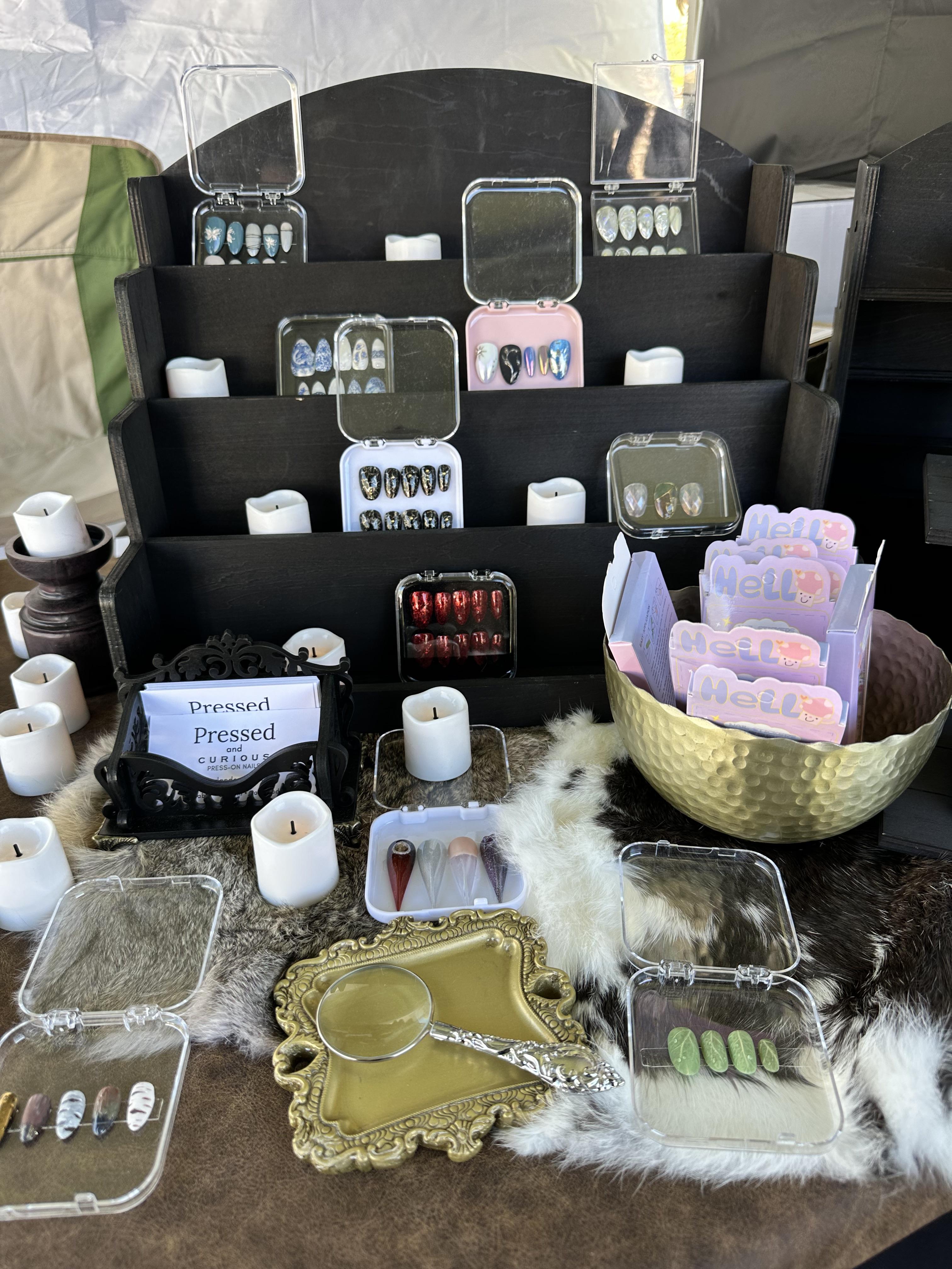 Overhead view of nail selection display