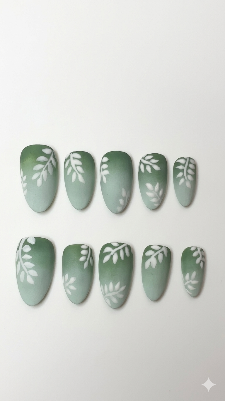 Mint Green Gradient with Vining Leaves