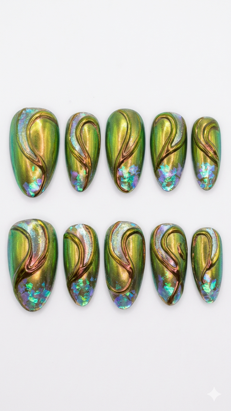 Ethereal Chroma Stone with Metallic Vine